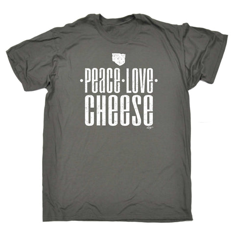 123t Funny Tee - Peace Love Cheese - Mens T-Shirt