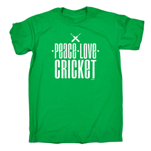 123t Funny Tee - Cricket Peace Love - Mens T-Shirt