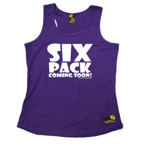 Sex Weights and Protein Shakes Womens Gym Bodybuilding Vest - White Six Pack Coming Soon - Dry Fit Performance Vest Singlet