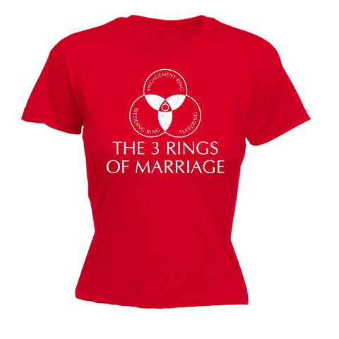 123t Women's The 3 Rings Of Marriage Engagement Wedding Suffering Design Funny T-Shirt