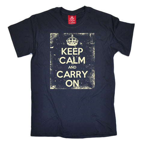 Men's Official Keep Calm And Carry On ... Distressed T-Shirt