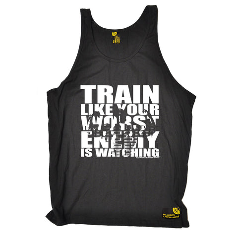 SWPS Train Like Your Enemy Is Watching Sex Weights And Protein Shakes Gym Vest Top