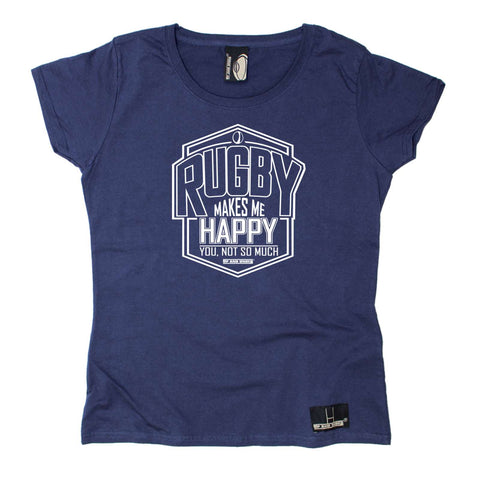 Up and Under Womens - Rugby Makes Me Happy - Rugby DRYFIT PERFORMANCE ROUND NECK T-SHIRT