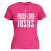 123t Women's Peace Love Jesus Funny T-Shirt