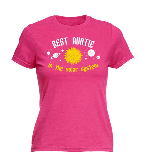 123t Women's Best Auntie In The Solar System Galaxy Design Funny T-Shirt