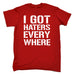 123t Men's I Got Haters Every Where Funny T-Shirt