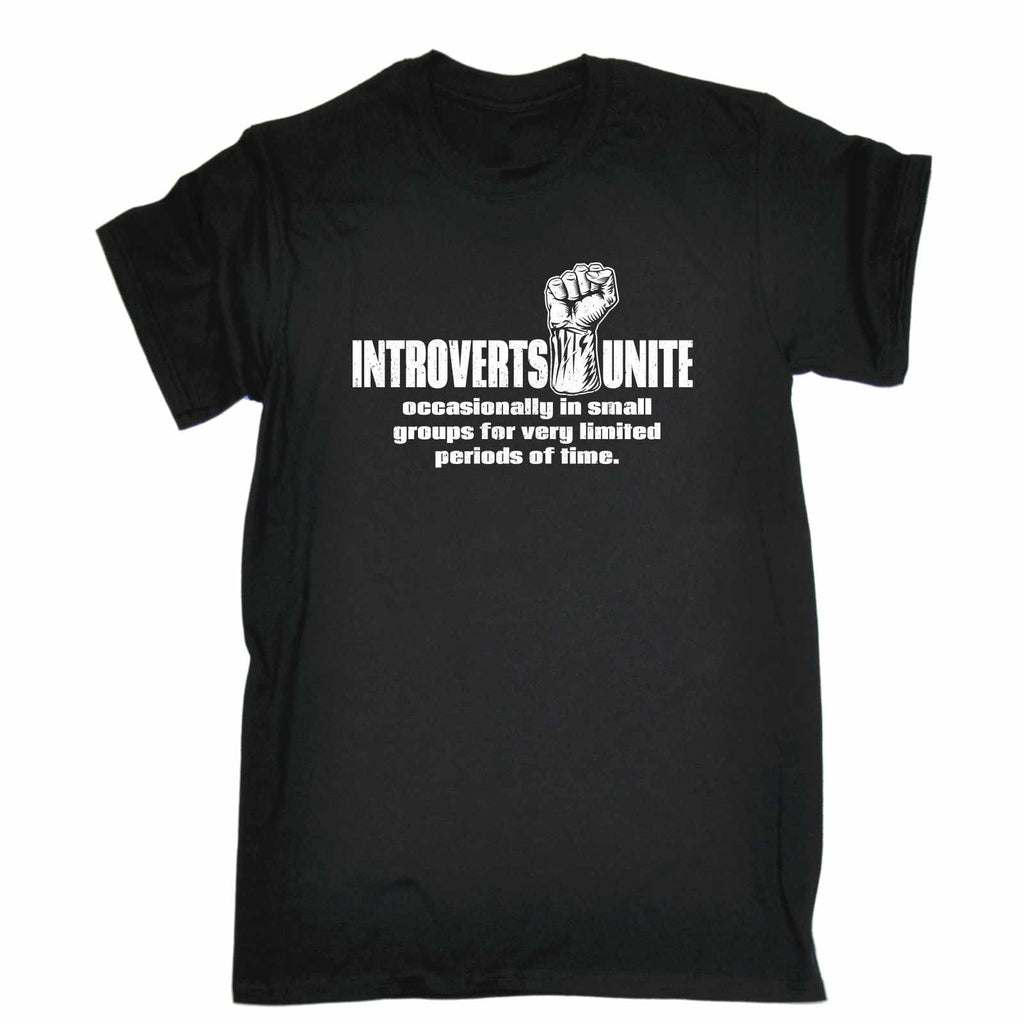 123t Men's Introverts Unite Occasionally In Small Groups Limited Periods Of Time Funny T-Shirt