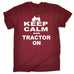 123t Men's Keep Calm And Tractor On Funny T-Shirt