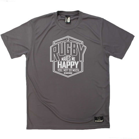 Up and Under Mens - Rugby Makes Me Happy - Rugby DRYFIT PERFORMANCE T-SHIRT