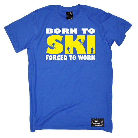 Powder Monkeez Men's Born To Ski Forced To Work Skiing T-Shirt