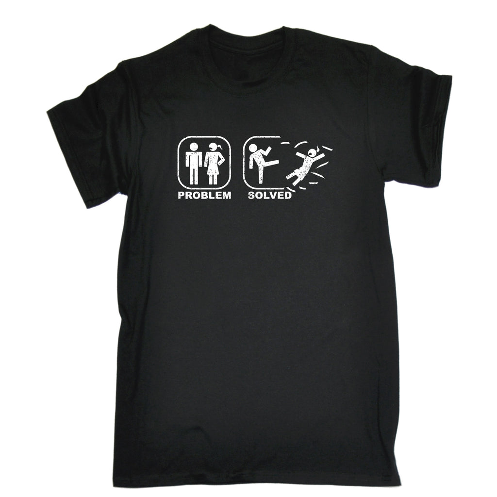 123t Men's Problem Solved Sparta Kick Woman Design Funny T-Shirt