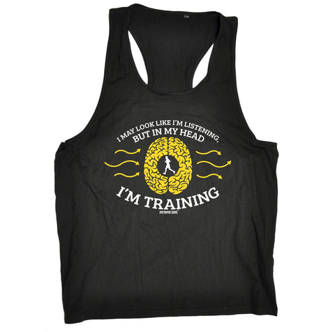 Personal Best I May Look Like I'm Listening In My Head I'm Training Running Men's Tank Top