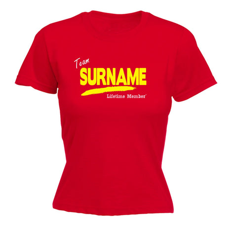 123t Women's Team 'Any Surname' Lifetime Member Funny T-Shirt