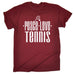 123t Men's Peace Love Tennis Funny T-Shirt